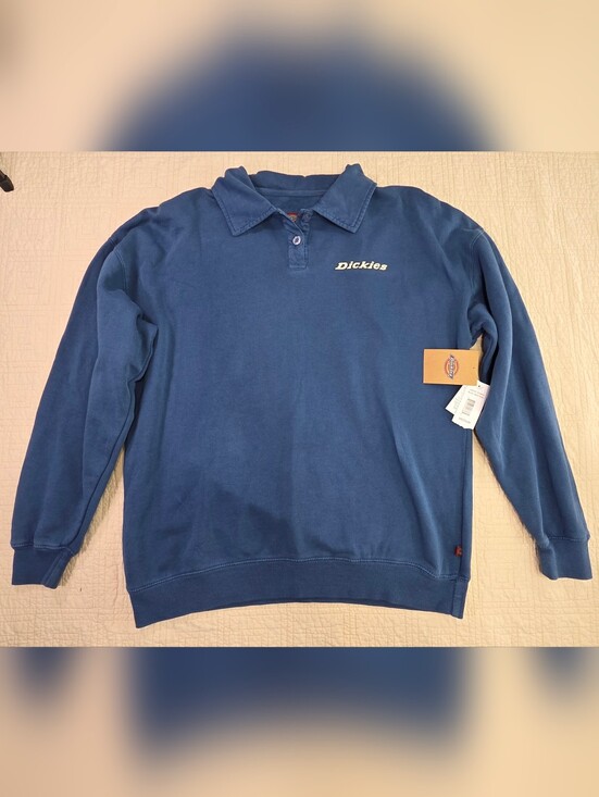 Dickies Other - NWT Dickies Men’s Medium Blue Gray Collared Polo Sweatshirt Pullover